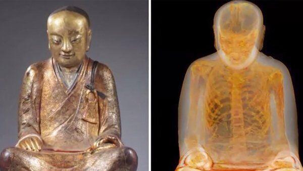 Schon 1997 entdeckte der Buddhismus-Experte Erik Bruijn die menschlichen Überreste in der Buddha-Statue.