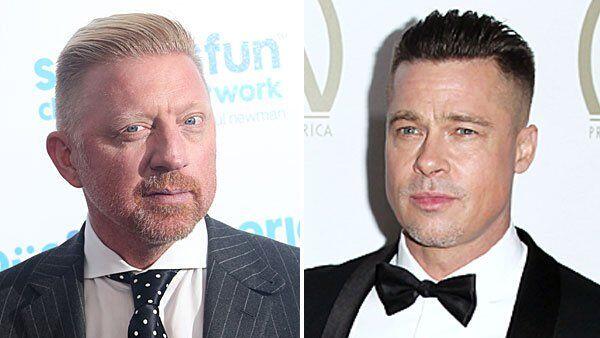 Der neue Look von Brad Pitt erinnert an Boris Becker.