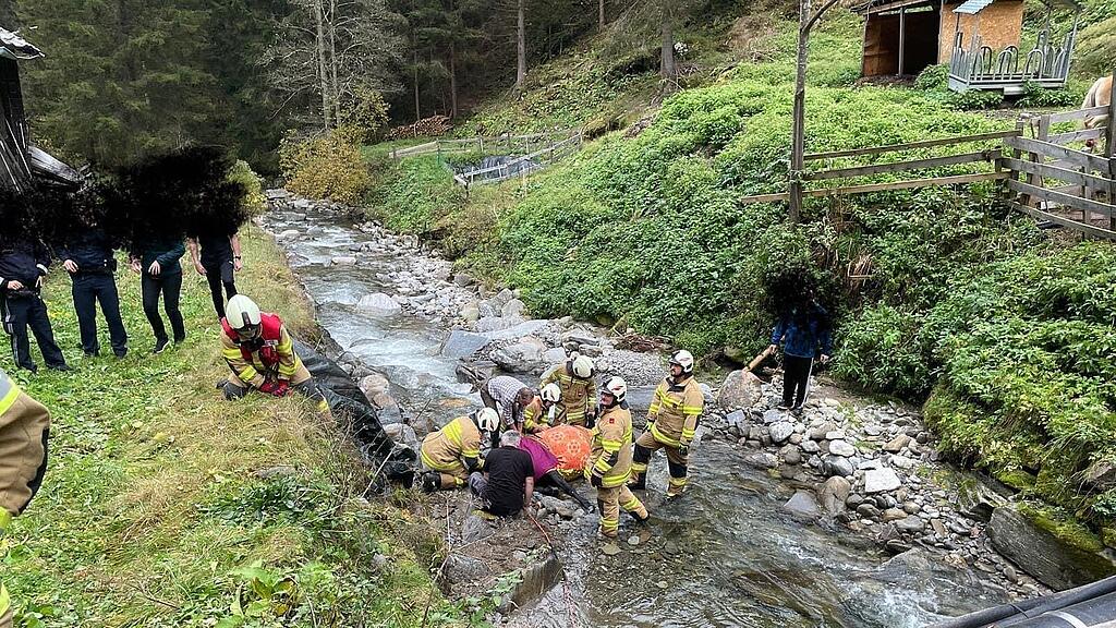 Feuerwehren retten Pferd aus Bach in Ramingstein