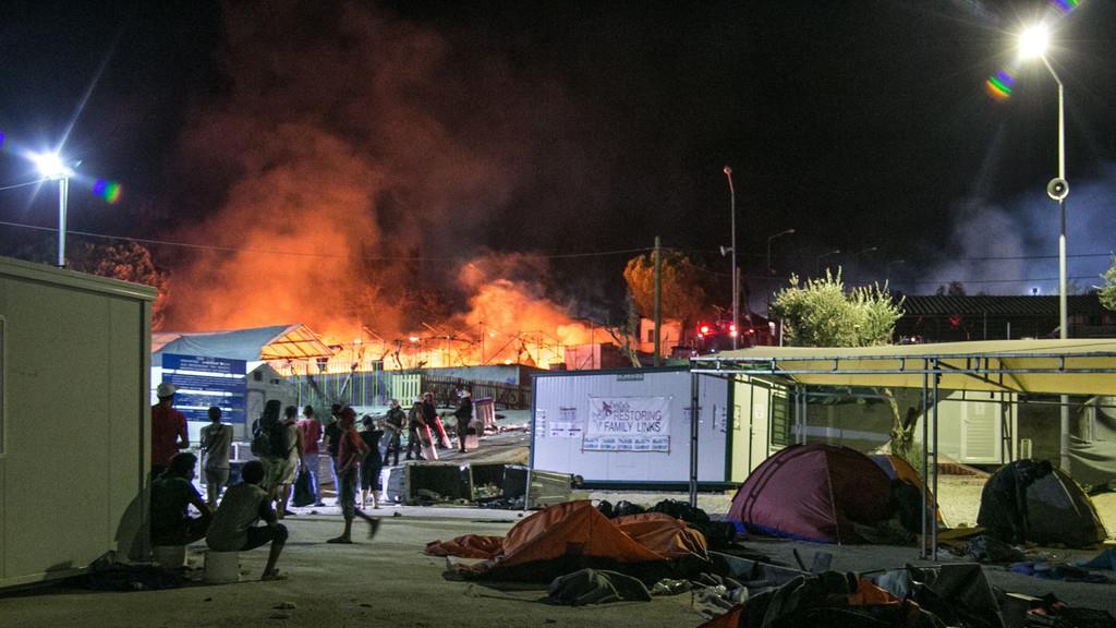 Brand in Flüchtlingslager auf Lesbos