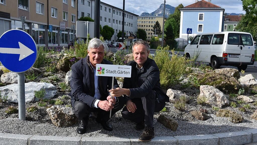 Der neue Kreisverkehr Lastenstraße erstrahlt in neuen Farben.