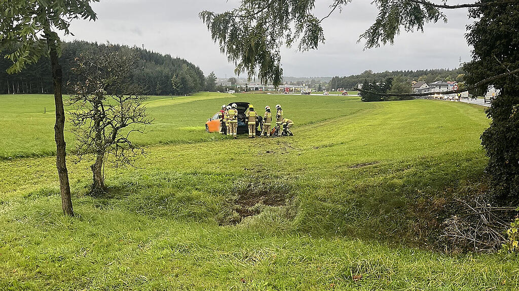 Pkw kracht in Viehdurchlass