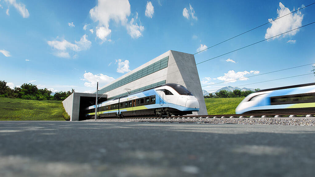 Veranschaulichung des neuen Westbahnzuges beim Koralmtunnel