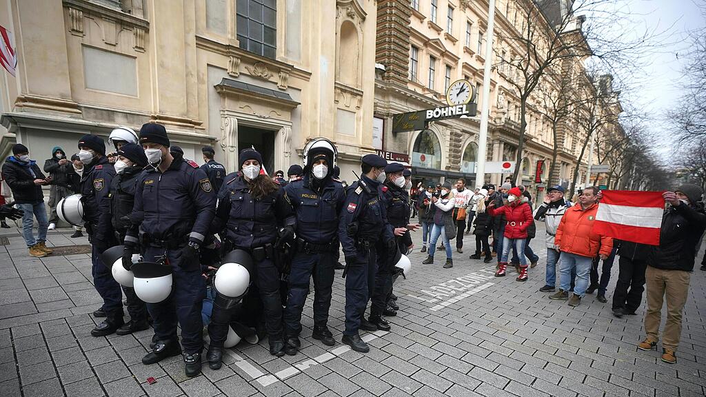 Verbotene Corona-Demo in Wien