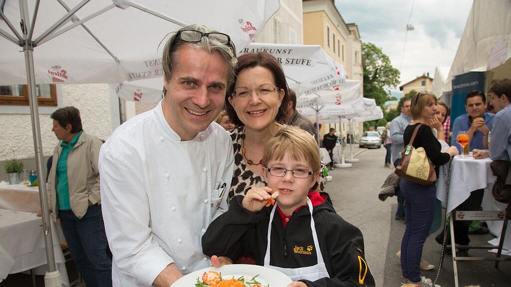Haubenkoch Richard Brunnauer mit Ehefrau Sibylle und Sohn Rafael.