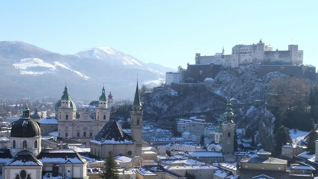 Schnee Sonne Salzburg Festung