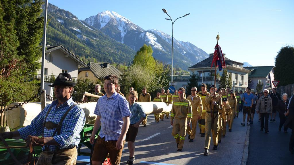 Schwarzacher Vereine bringen Maibaum