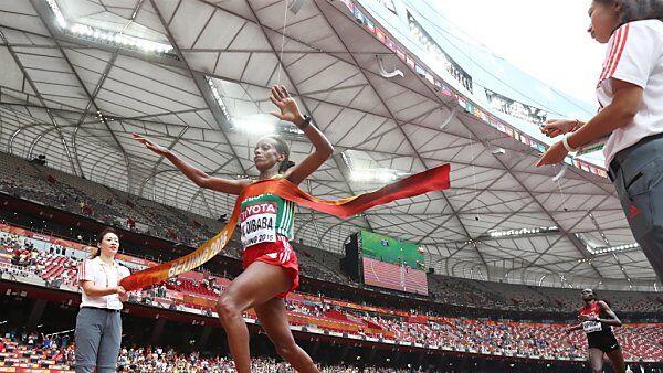 Mare Dibaba brauchte 2:27:35 Stunden für die 42,195 Kilometer