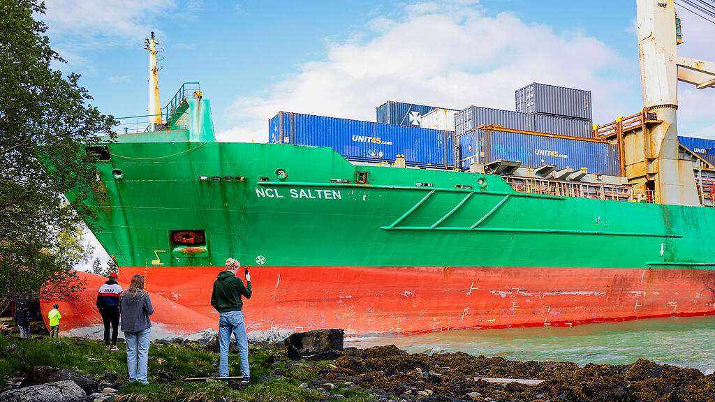 Containerschiff rast in norwegischen Garten