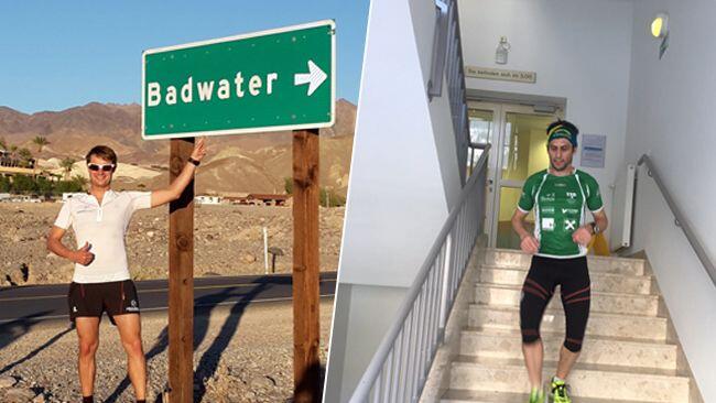 Norbert Lüftenegger (li.) nahm es mit dem Ubermann Ultratriathlon im US-amerikanischen Death Valley auf. Georg Kreer holte sich den Feinschliff im Klinikum Schwarzach.