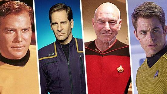 Die vier Captains der Enterprise. Kirk, Archer, Picard, Kirk (v.l.n.r.) - Wer ist der Beste?