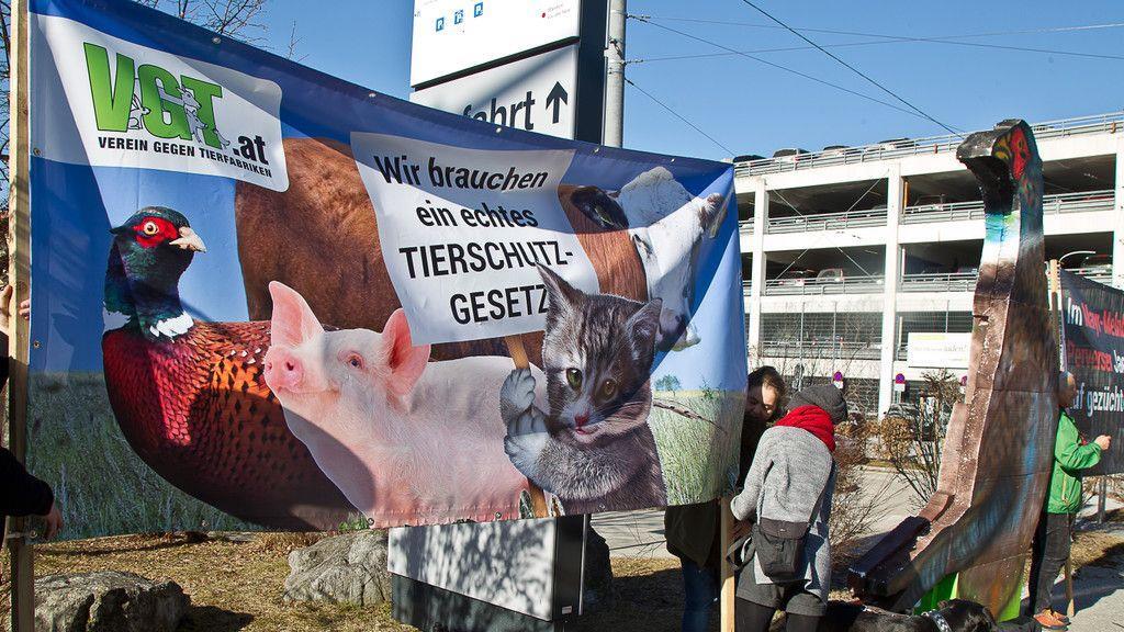 VGT-Protestaktion gegen "Hohe Jagd und Fischerei"