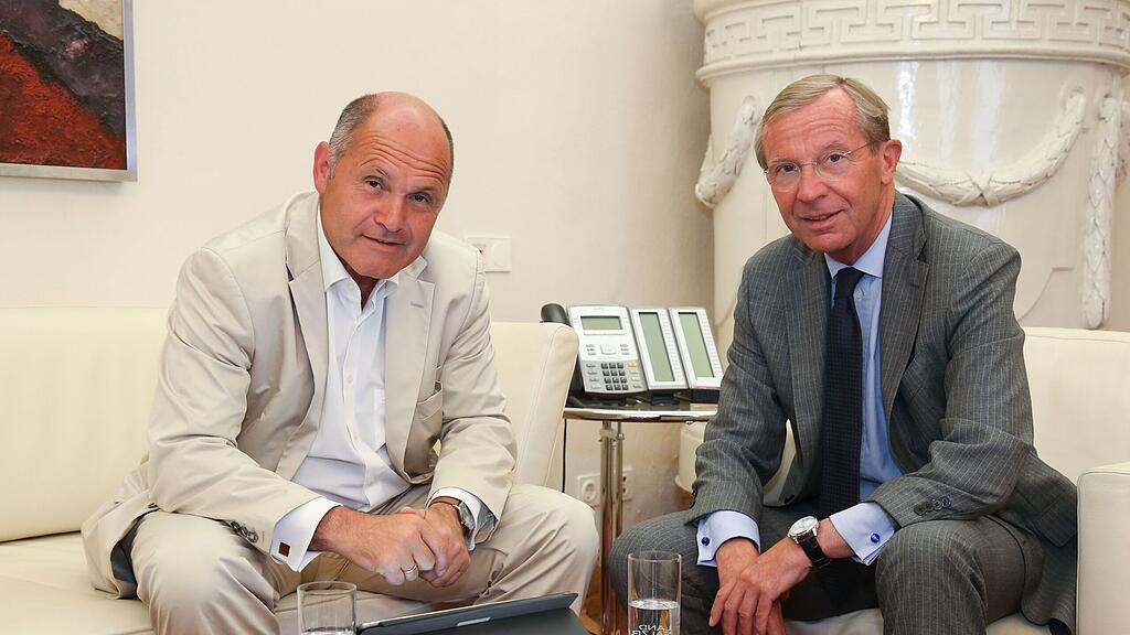 Sobotka (li. ) und Haslauer bei einem Treffen in Salzburg.
