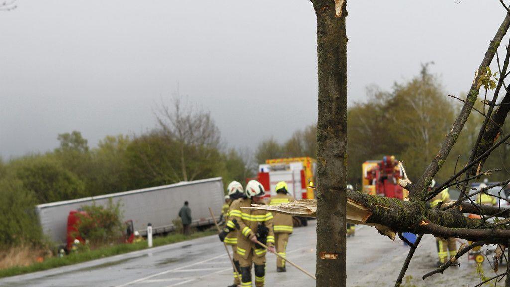 Sattelschlepper kommt in Mattsee von Fahrbahn ab.