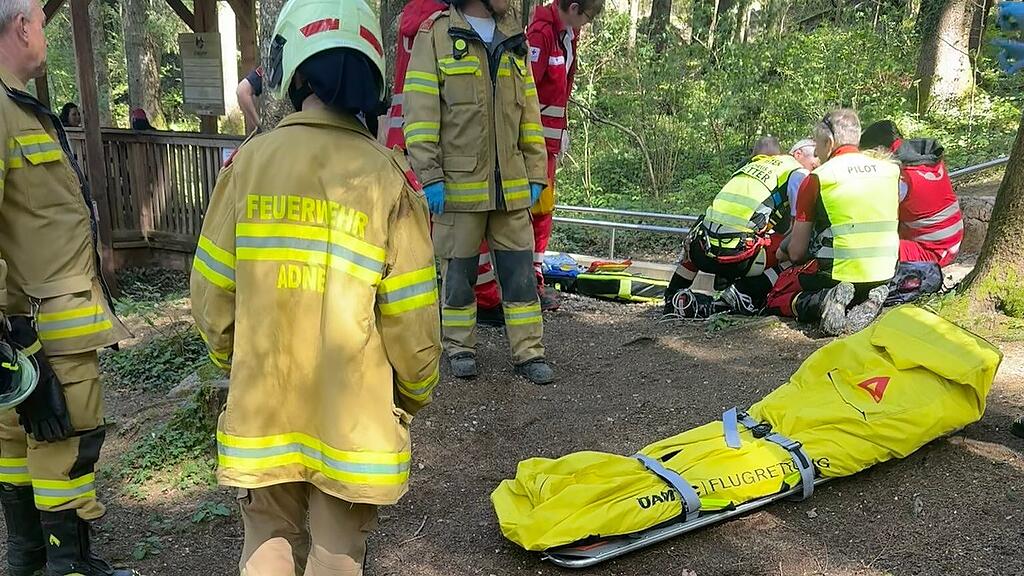 Rettungshubschrauber bei Kneippanlage in Adnet im Einsatz