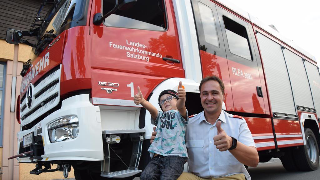 Kinderträume: Matthias bei der Feuerwehr