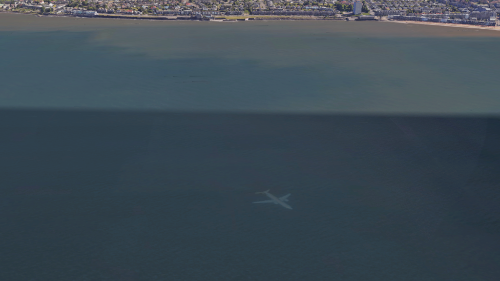 Das Flugzeug ist deutlich zu sehen: Nur ist es nicht unter Wasser.