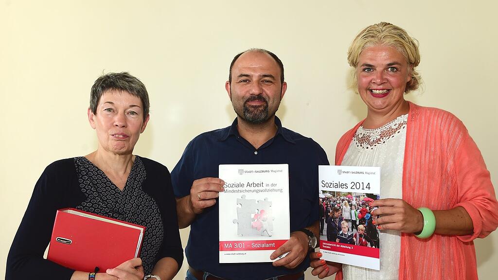 Sozialamtsleiterin Renate Szegedi-Staufer, Sozialarbeiter Robert Siladjev und Vizebürgermeisterin Anja Hagenauer.