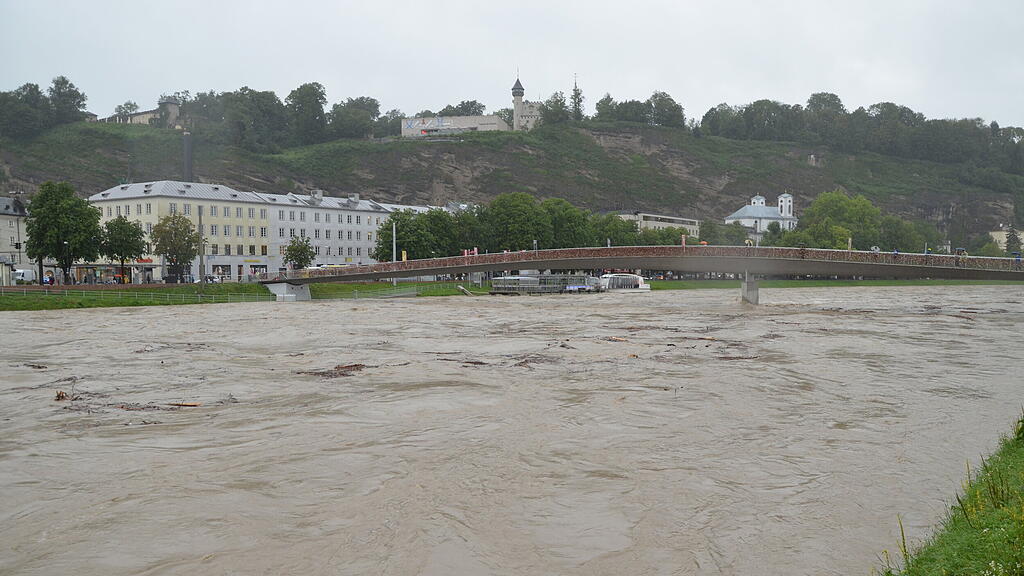 Hochwasser in der Stadt Salzburg