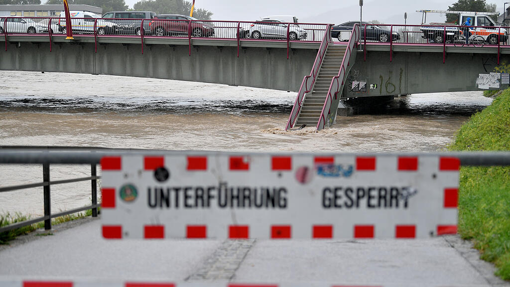 Hochwasser in der Stadt Salzburg