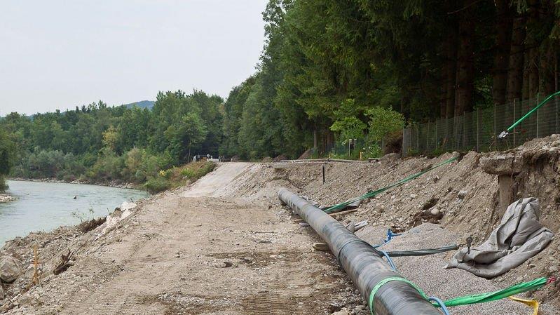 Bauarbeiten an rechter Saalachseite
