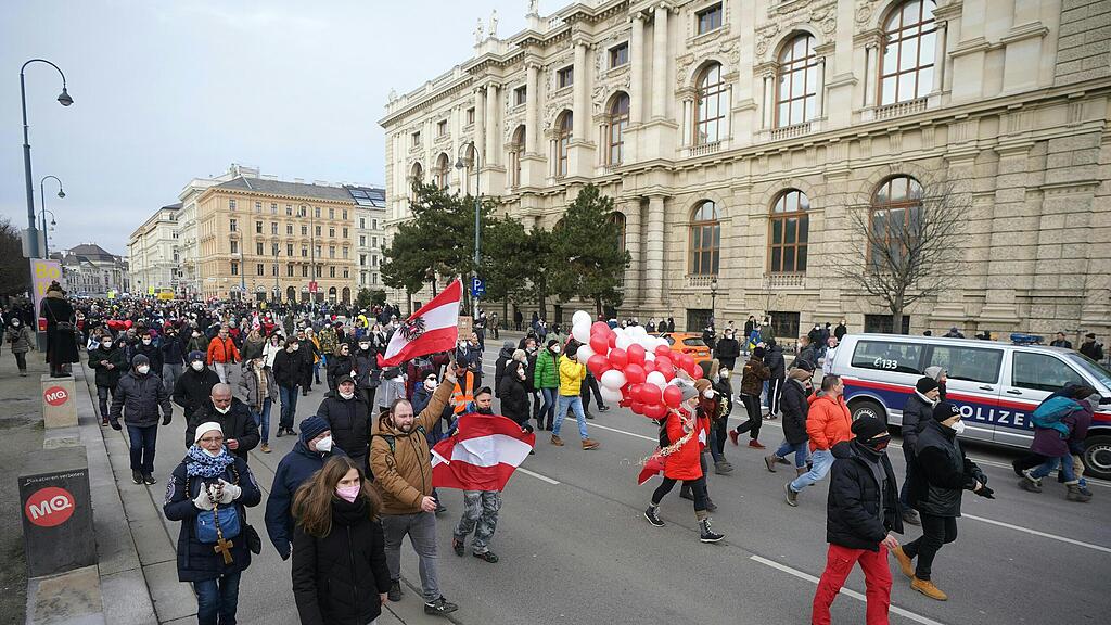Verbotene Corona-Demo in Wien