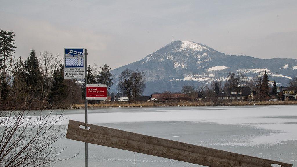 Bitterkaltes Wetter am Leopoldskroner Weiher