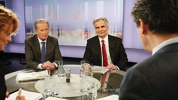 Faymann und Mitterlehner in der ORF-"Pressestunde"