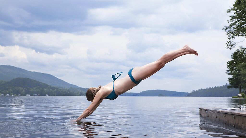SB: See, Baden, Strandbad, Steg, Schwimmen
