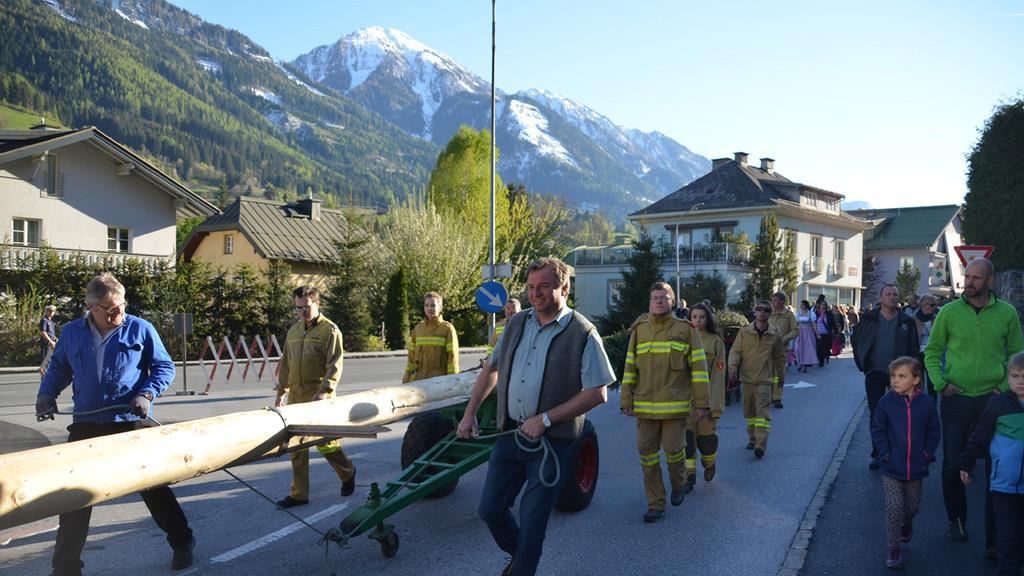 Schwarzacher Vereine bringen Maibaum