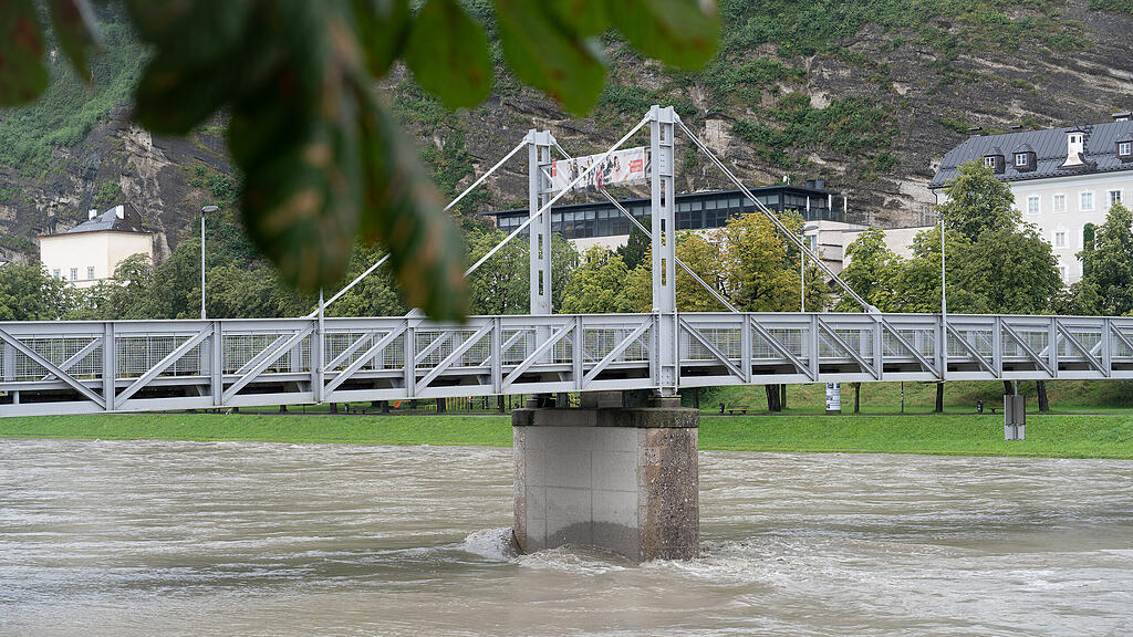 Hochwasser in der Stadt Salzburg