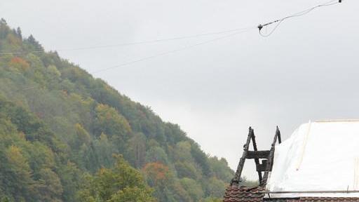 Brandruine am Tag danach