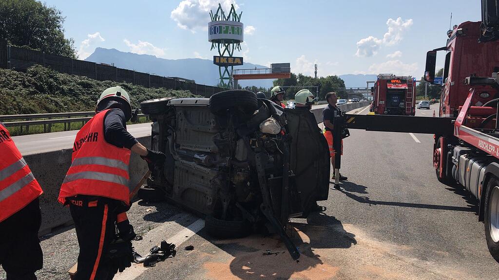 Die Unfallstelle auf der A1 kurz vor der Ausfahrt Kleßheim.