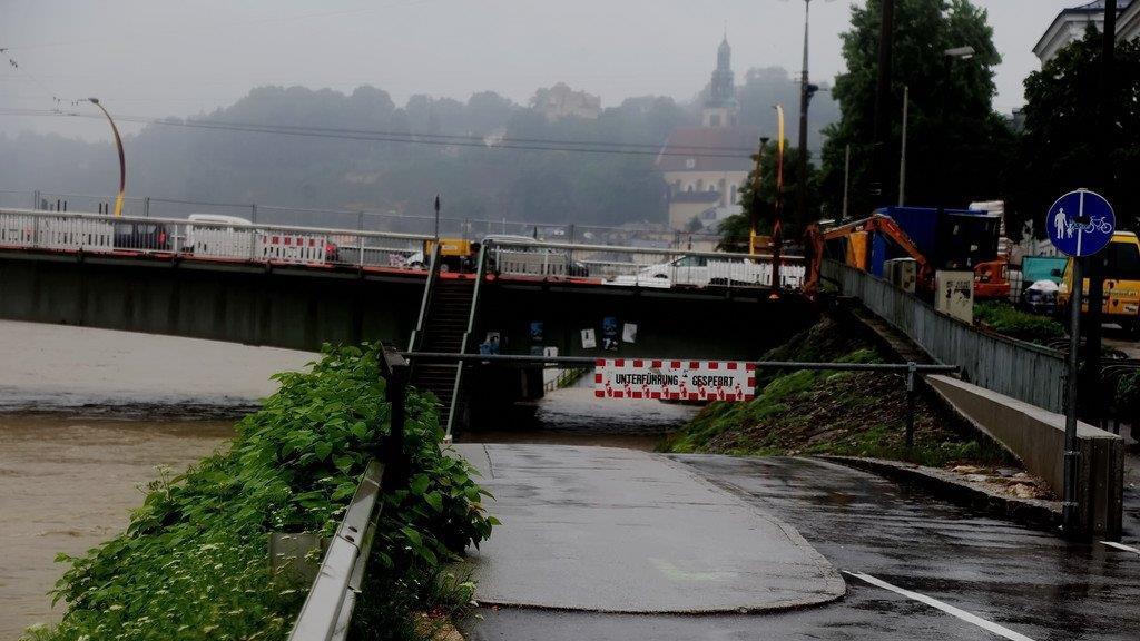 Hochwasser in der Stadt Salzburg
