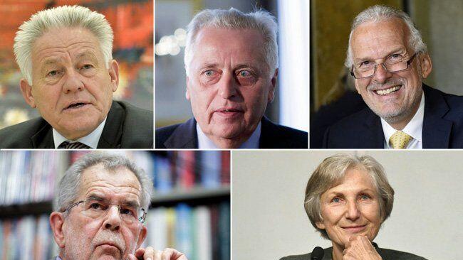 Josef Pühringer, Rudolf Hundstorfer, Josef Moser, Alexander van der Bellen und Irmgard Griss (beginnend li. oben)