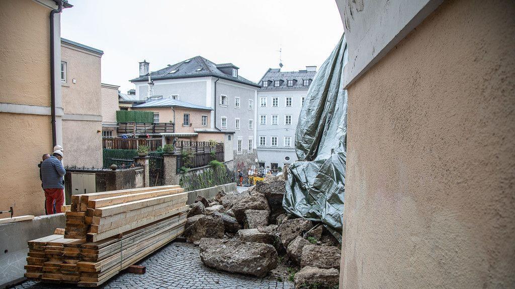 Historische Mauer in Salzburg-Mülln eingestürzt