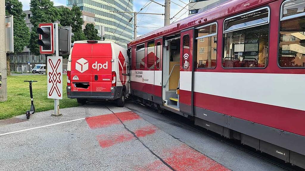 Crash Pkw kontra Lokalbahn Itzling