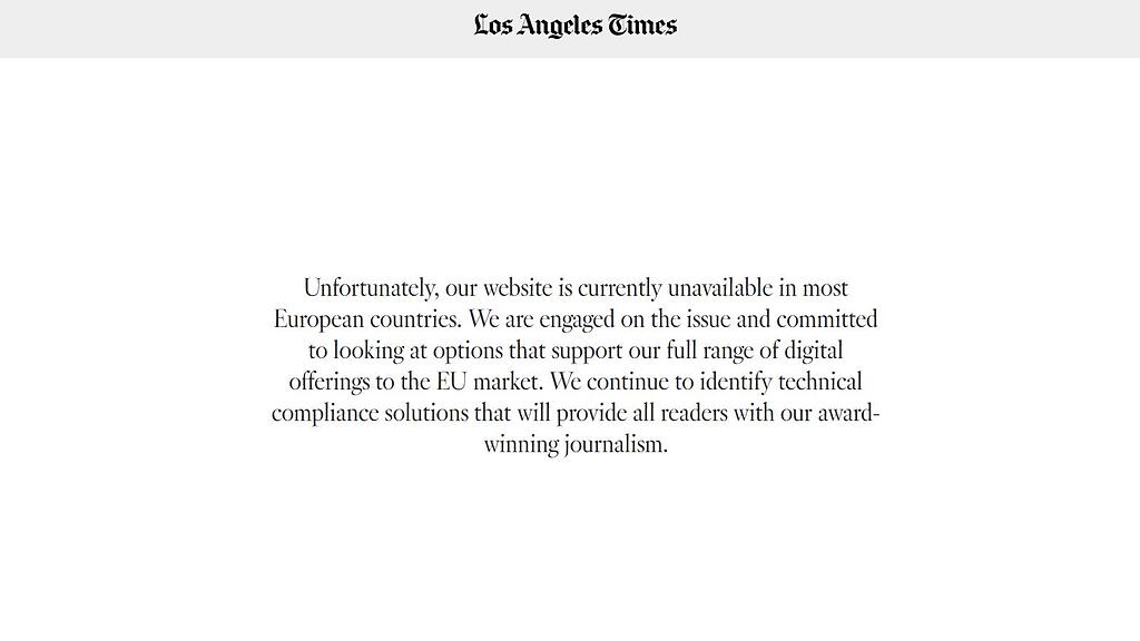 Die US-Zeitung ist für Leser aus Europa nicht mehr erreichbar.