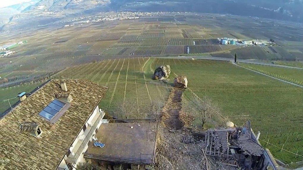 Südtirol: Felssturz in Rungg in Tramin - spektakuläre Luftaufnahmen