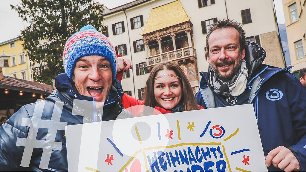 Andi Knoll, Gabi Hiller und Robert Kratky präsntieren das Weihnachtswunder aus Innsbruck.