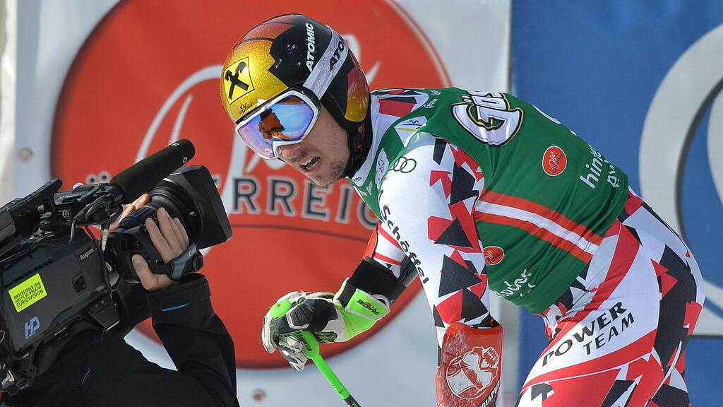 Hirscher musste nach dem Zieleinlauf erst mal durchatmen.