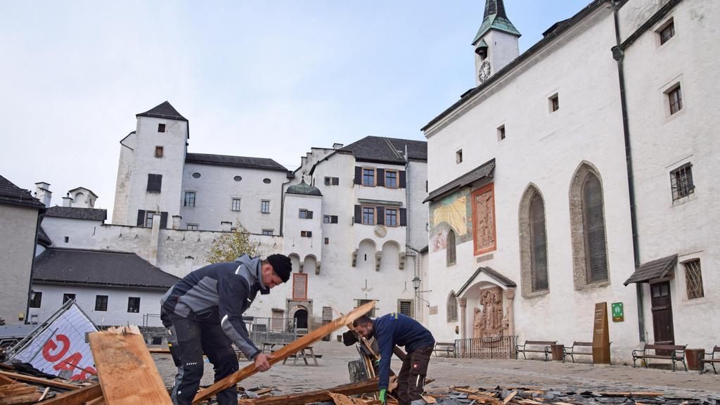 Aufräumarbeiten auf der Festung