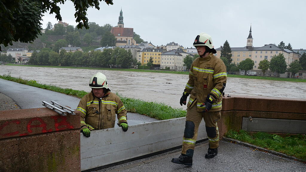 Hochwasser in der Stadt Salzburg