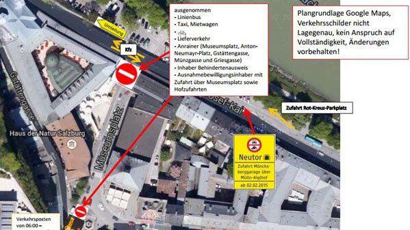 Zufahrt zur Mönchsberggarage über Mlln./Stadt Salzburg