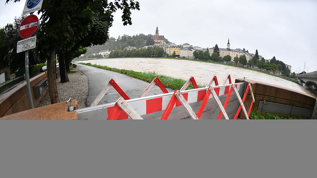Hochwasser in der Stadt Salzburg