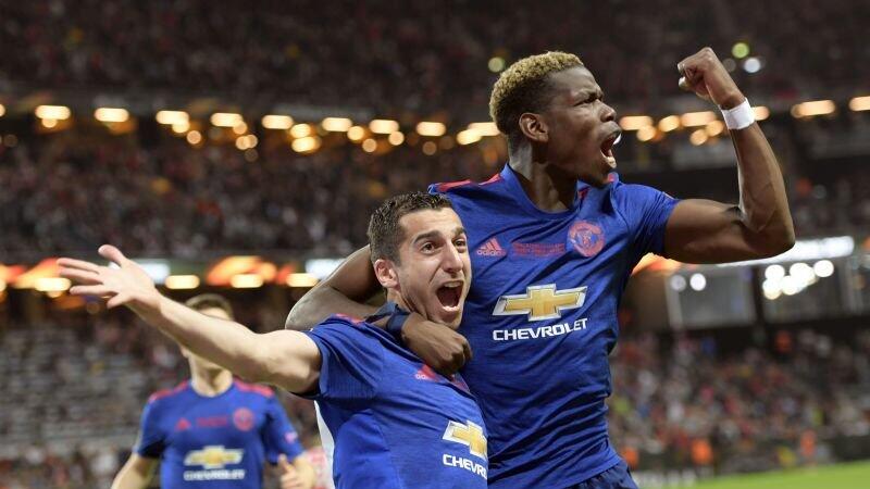 Mkhitaryan (li.) und Pogba erzielten die Tore für Manchester United.