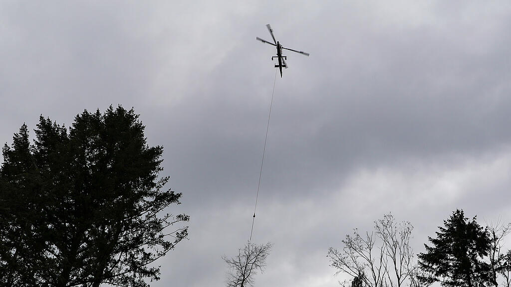 Baumfällungen per Hubschrauber am Kapuzinerberg