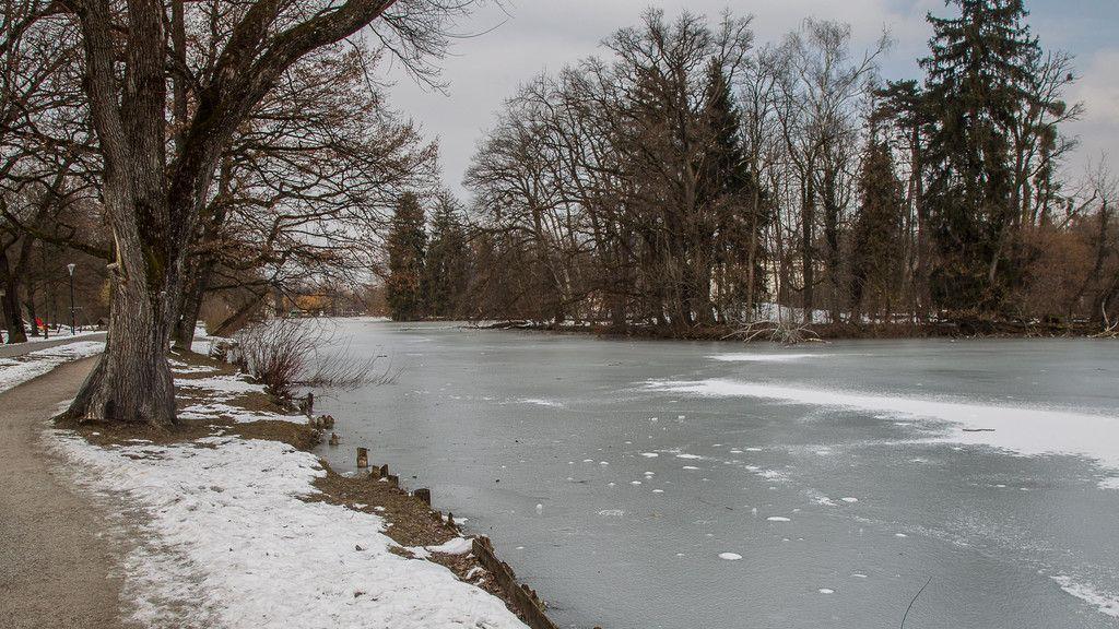 Bitterkaltes Wetter am Leopoldskroner Weiher
