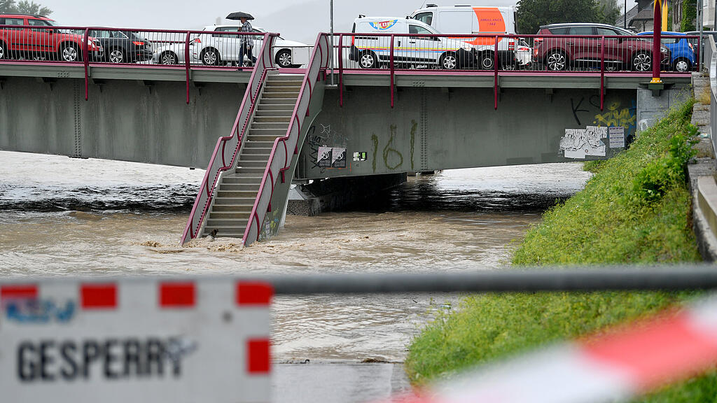 Hochwasser in der Stadt Salzburg