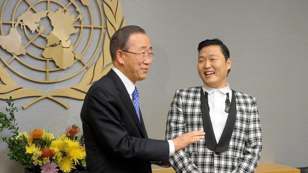 Ban Ki-Moon und Psy in Tanzlaune